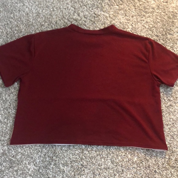 ✨maroon crop top with black and white stripes✨ - Picture 3 of 3